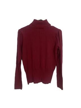 Red Puff Sleeve Turtleneck Sweater Soft Girl Cozy Chic Y2K Knit Medium Aesthetic